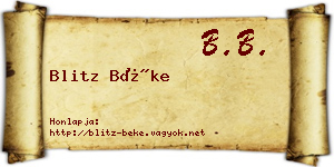 Blitz Béke névjegykártya